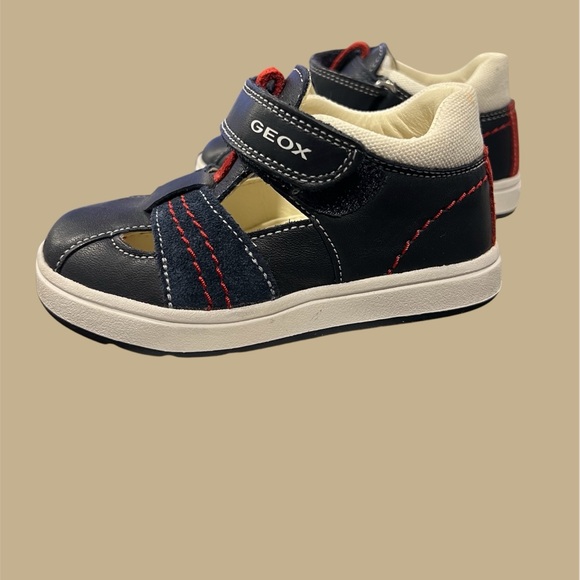 GEOX Biglia Nappa Leather & Suede Sneaker | Navy & White & Red | 6.5 | Preowned - Picture 3 of 10